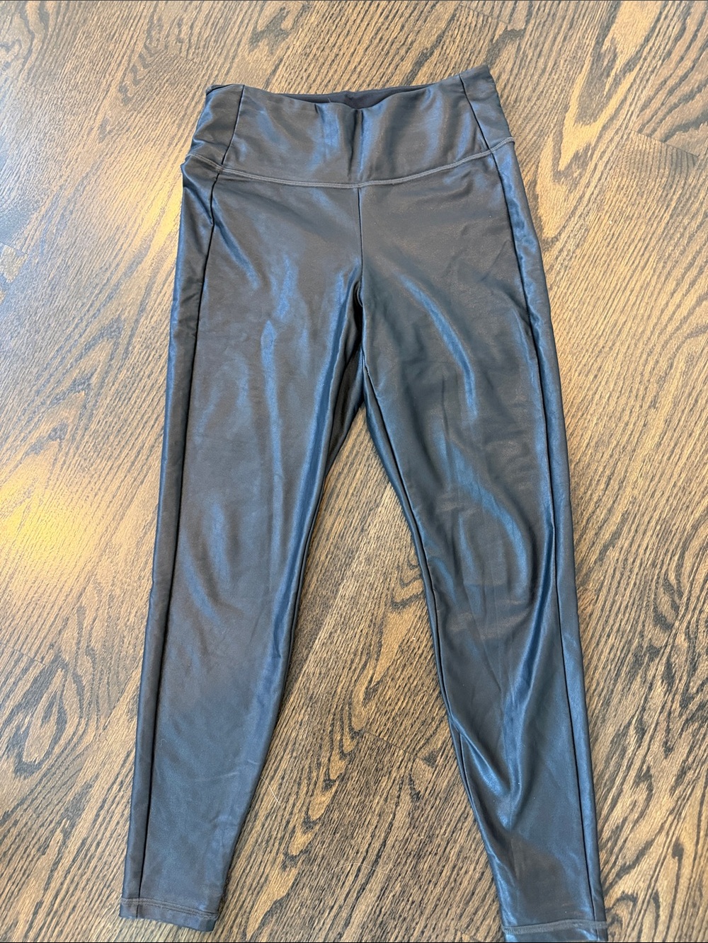 Faux Leather High-Waist Leggings - Black